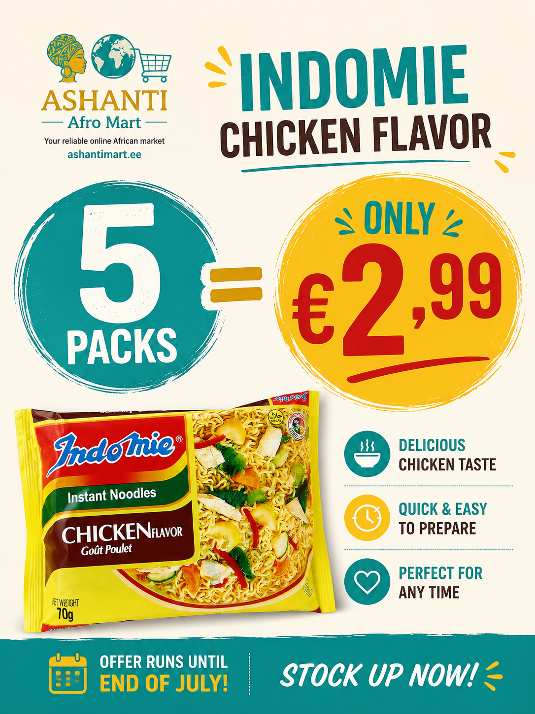 SALE!!! Indomie chicken flavor 5pc for  €2.99